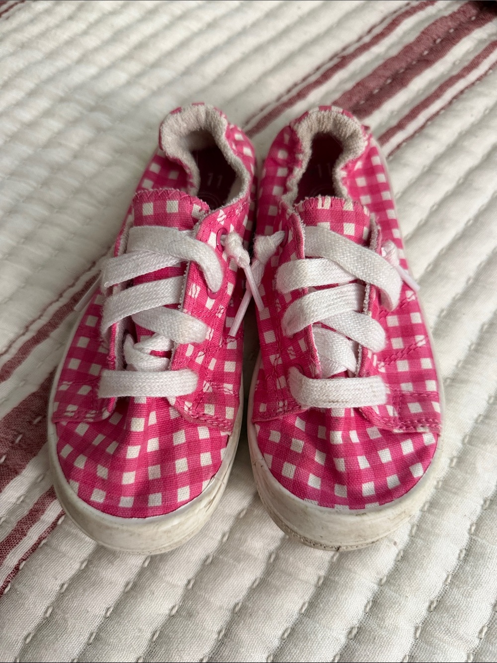 wonder nation Pink Gingham Canvas Kids Sneakers